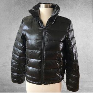 AQUA Black Down Filled Puffer Coat XS